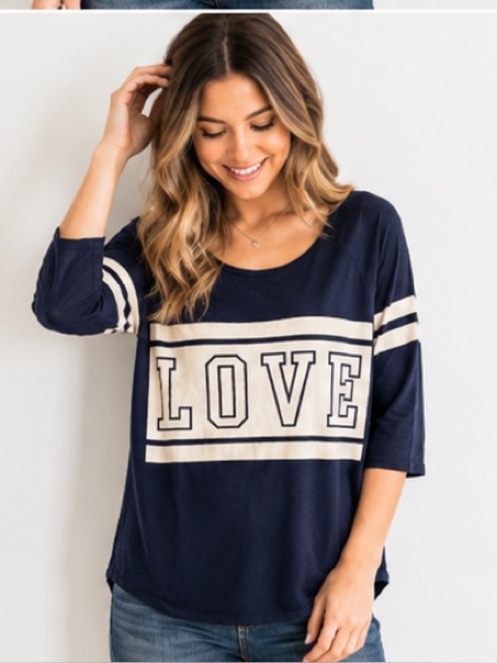 Women’s Navy 'LOVE' Scoop Neck Graphic Top